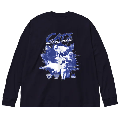 猫が世界を支配する（青） Big Long Sleeve T-Shirt