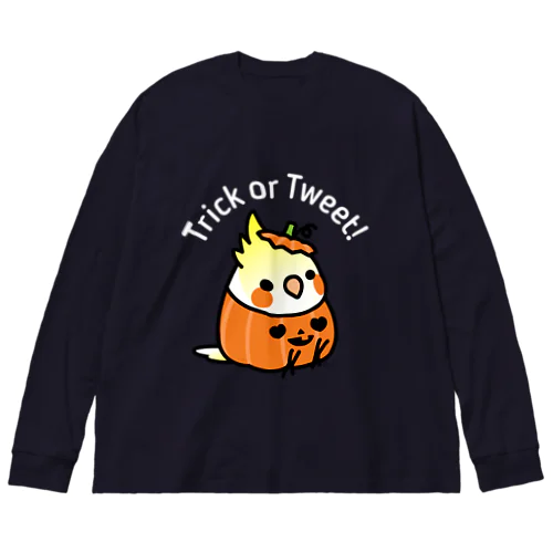 （両面） Chubby Bird オカメインコ　Trick or Tweet! （表） & ボタンインコは魔法使い (背面） ビッグシルエットロングスリーブTシャツ