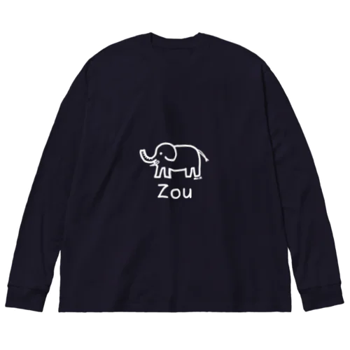 Zou (ゾウ) 白デザイン ビッグシルエットロングスリーブTシャツ