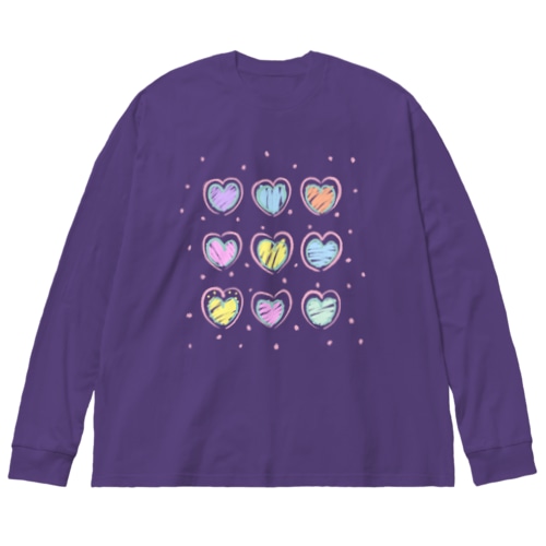 80’s Fancy カラフルハート柄 Big Long Sleeve T-Shirt