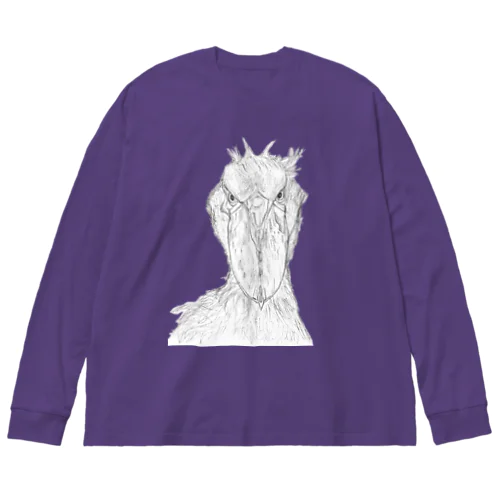 [森図鑑] ハシビロコウの顔 鉛筆画 Big Long Sleeve T-Shirt