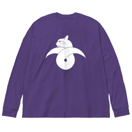 動物家紋。h.t.結び雁がネコ。ホワイト Big Long Sleeve T-Shirt