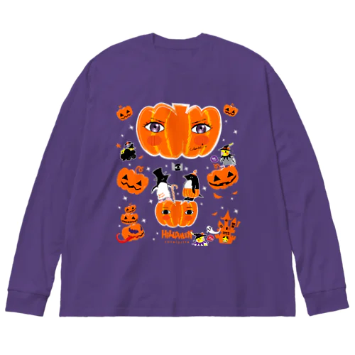 THE GREAT PUMPKIN カボチャ大王のお出まし アデリーペンギン オカメインコ ビッグシルエットロングスリーブTシャツ