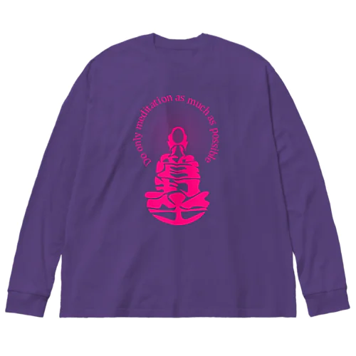 只管打坐h.t.(pink) ビッグシルエットロングスリーブTシャツ