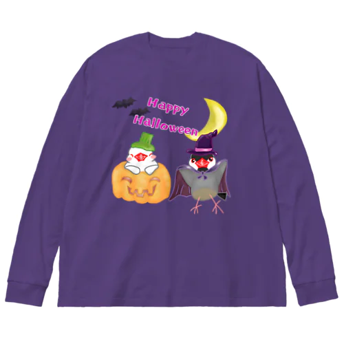 楽しいハロウィン文鳥ず ビッグシルエットロングスリーブTシャツ