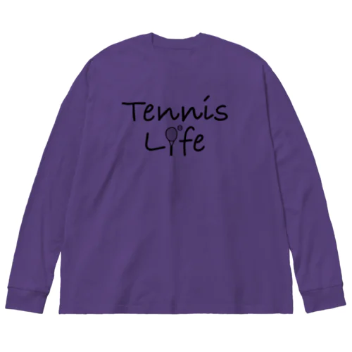 テニス・TENNIS・ライフ・筆記文字・アイテム・デザイン・ラケット・ガット・イラスト・スポーツ・Tシャツ・サーブ・男子・女子・かっこいい・かわいい・選手・画像・ボール・王子・応援 ビッグシルエットロングスリーブTシャツ