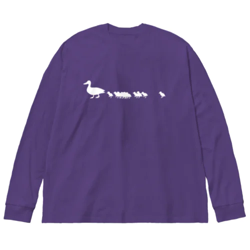 歩くカルガモの親子 白塗り Big Long Sleeve T-Shirt