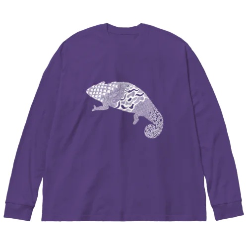 パンサーカメレオン白 Big Long Sleeve T-Shirt