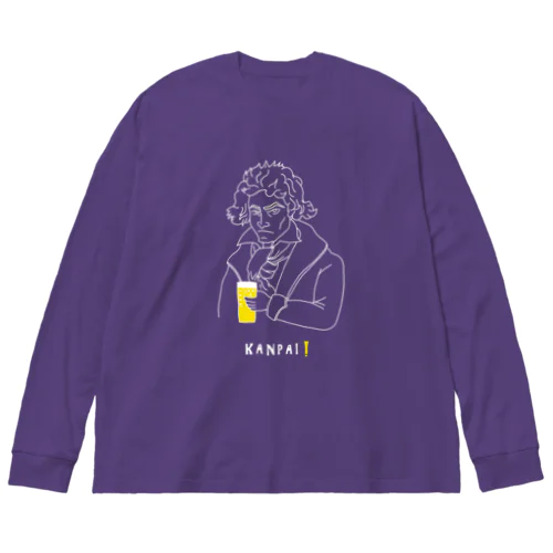 偉人 × BEER（ベートーベン）白線画 ビッグシルエットロングスリーブTシャツ