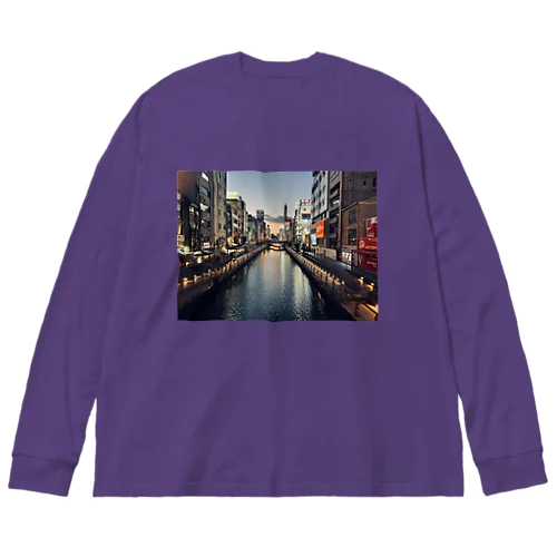 大阪の街と道頓堀 Big Long Sleeve T-Shirt