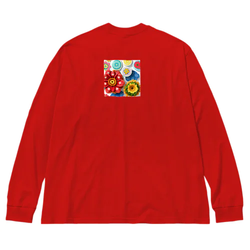 フラワー3D風 Big Long Sleeve T-Shirt