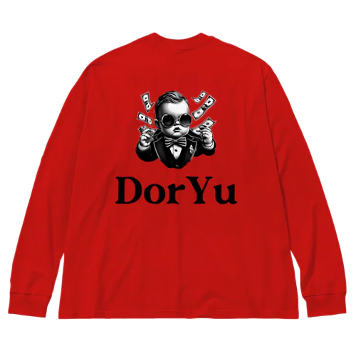 【DorYu】King Baby Big Silhouette Long Sleeve T-Shirt (White & Red) Big Long Sleeve T-Shirt