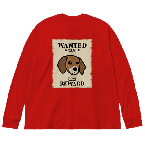 WANTED BEAGLE　イラスト ビッグシルエットロングスリーブTシャツ