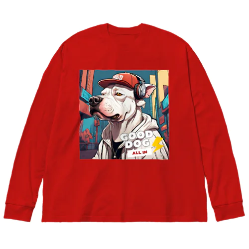 ストリート風の雰囲気が漂う犬のデザインです。 Big Long Sleeve T-Shirt