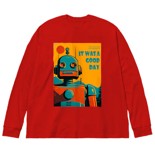 ポジティブな思考回路のレトロなロボットくん Big Long Sleeve T-Shirt