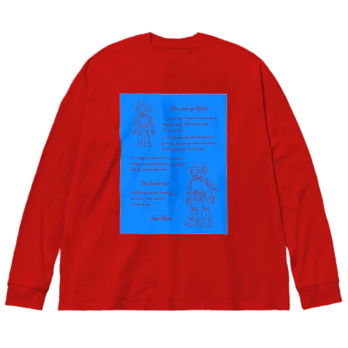 アシモフのロボット3原則とロボットの落書き  セルリアンブルー Big Long Sleeve T-Shirt