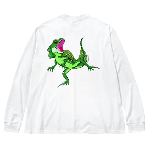 水辺の忍者グリーンバシリスクバックプリント Big Long Sleeve T-Shirt