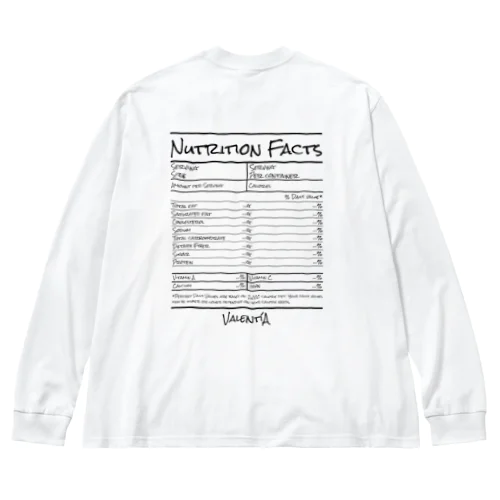 【nutrition facts series】 Big Long Sleeve T-Shirt