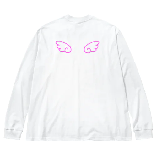 天使の羽（濃いピンク） ビッグシルエットロングスリーブTシャツ