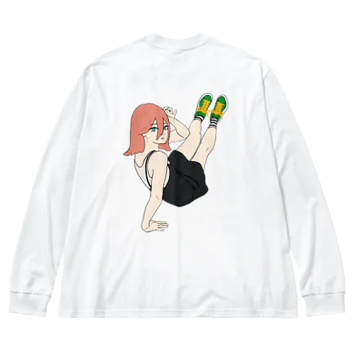 足を上げたいお年頃の女の子 ビッグシルエットロングスリーブTシャツ