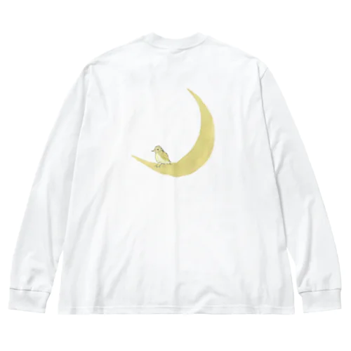 The watching moon and the resting yellow bird. ビッグシルエットロングスリーブTシャツ