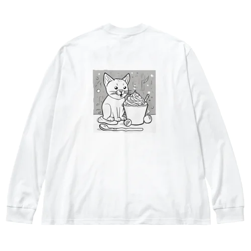 待てにゃんこ Big Long Sleeve T-Shirt