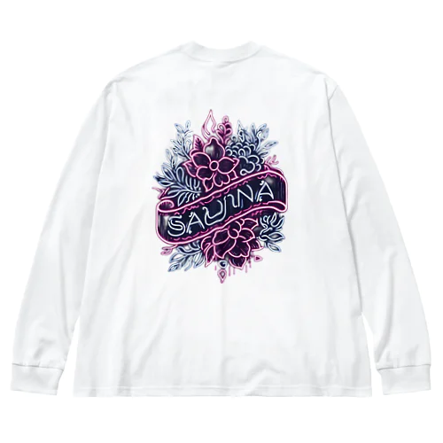 ネオン風花柄サウナロゴ11　花柄ver.4 Big Long Sleeve T-Shirt