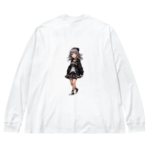 ちびキャラ少女（Silver hair） ビッグシルエットロングスリーブTシャツ