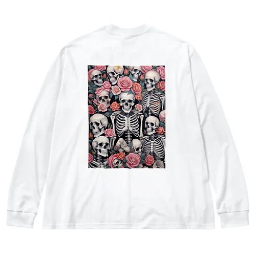 薔薇とドクロ Big Long Sleeve T-Shirt