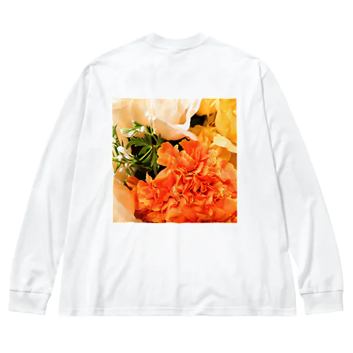 オレンジ系の花 ビッグシルエットロングスリーブTシャツ