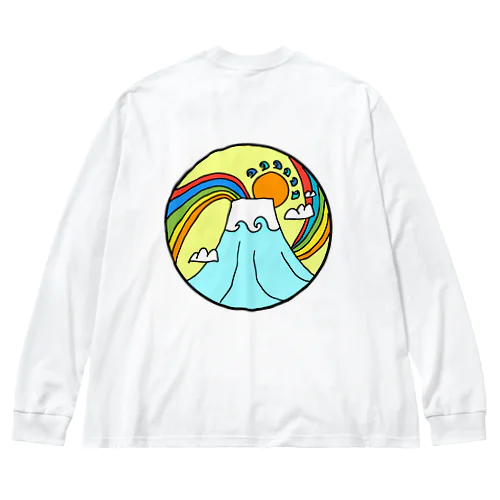 japan mount Fuji rainbow ビッグシルエットロングスリーブTシャツ