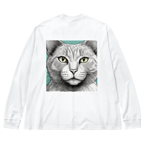 ドアップ猫 ビッグシルエットロングスリーブTシャツ