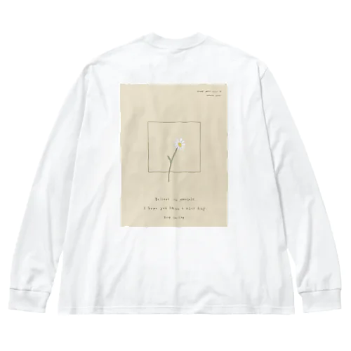 *pale orange *white rainbow flower  ビッグシルエットロングスリーブTシャツ