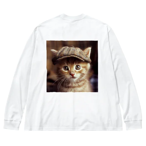 キャップを被った猫 アメジスト 2846 ビッグシルエットロングスリーブTシャツ