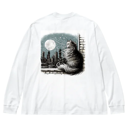 窓際のねこ ビッグシルエットロングスリーブTシャツ