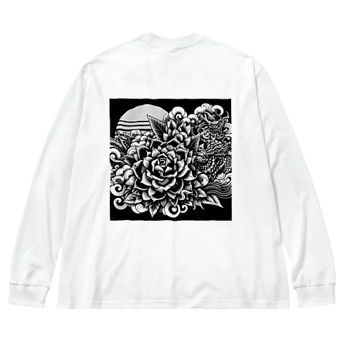 和華日　黒 Big Long Sleeve T-Shirt