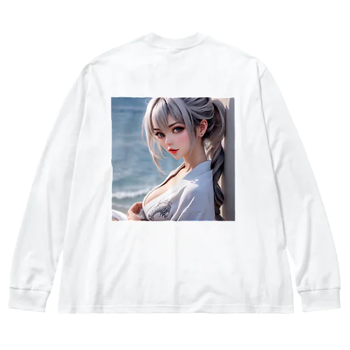 白髪和服美女シリーズ 0005 Big Long Sleeve T-Shirt