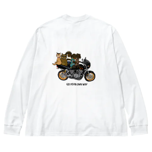 わんにゃんずバイカー2 ビッグシルエットロングスリーブTシャツ