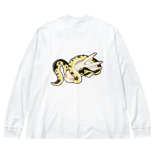 蛇のぷにちゃん、手に絡まるTシャツ（バックプリント） Big Long Sleeve T-Shirt