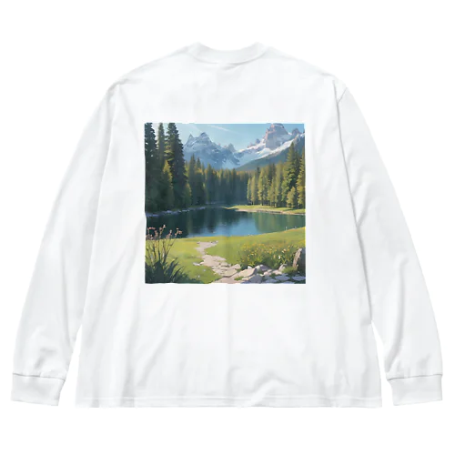 森と湖と山２ ビッグシルエットロングスリーブTシャツ