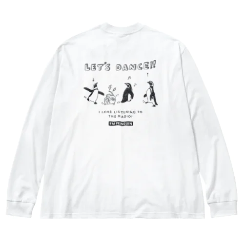 ダンシングペンギン(モノトーン　淡色用 (白など)) ビッグシルエットロングスリーブTシャツ