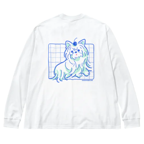 ヨークシャーテリアのチェリー添え-BLUE Big Long Sleeve T-Shirt