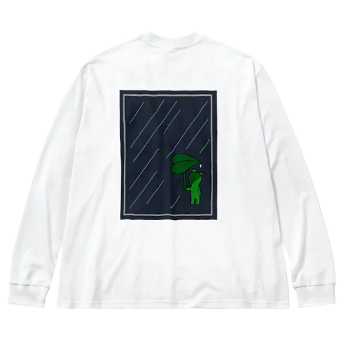 雨の日の蛙 ビッグシルエットロングスリーブTシャツ