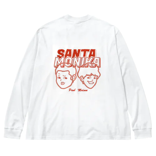 SANTAMONIKA レッド ビッグシルエットロングスリーブTシャツ