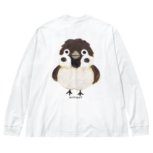 バックプリント スズメがちゅん Big Long Sleeve T-Shirt