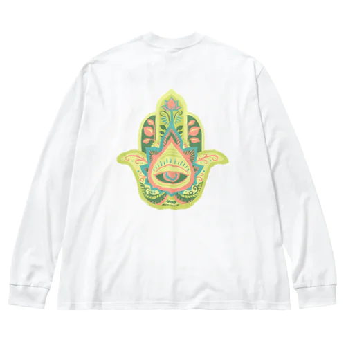 誕生石色✋ハムサの手（8月・ペリドット） Big Long Sleeve T-Shirt