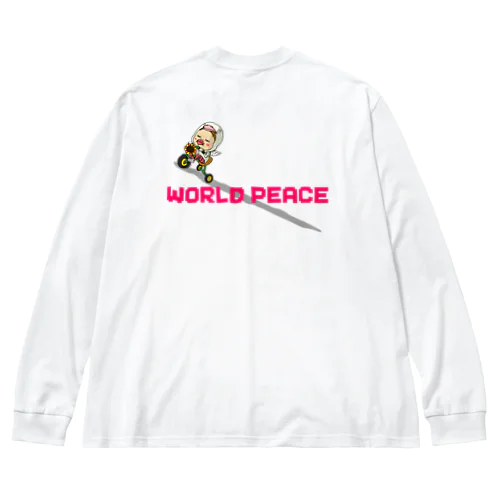 【バックプリント】世界平和だよ！さげみちゃん（ドット文字） Big Long Sleeve T-Shirt