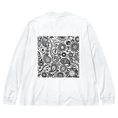 動物たくさんのペイズリー柄 Big Long Sleeve T-Shirt