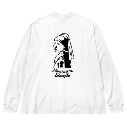 イラスト絵画 / フェルメールとフトアゴヒゲトカゲ：バックプリント Big Long Sleeve T-Shirt