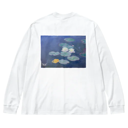 モネとツノガエル：バックプリント Big Long Sleeve T-Shirt